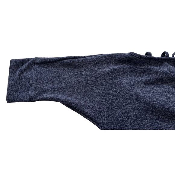 CES FEMME 3/4 SLEEVE COLD SHOULDER SWEATER TOP, WOMENS, L, DARK HEATHER BLUE - Picture 8 of 10